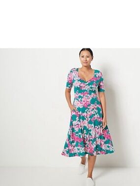 J Jason Wu Dress Sz M Print or Solid Sweetheart Neck Knit Midi Green